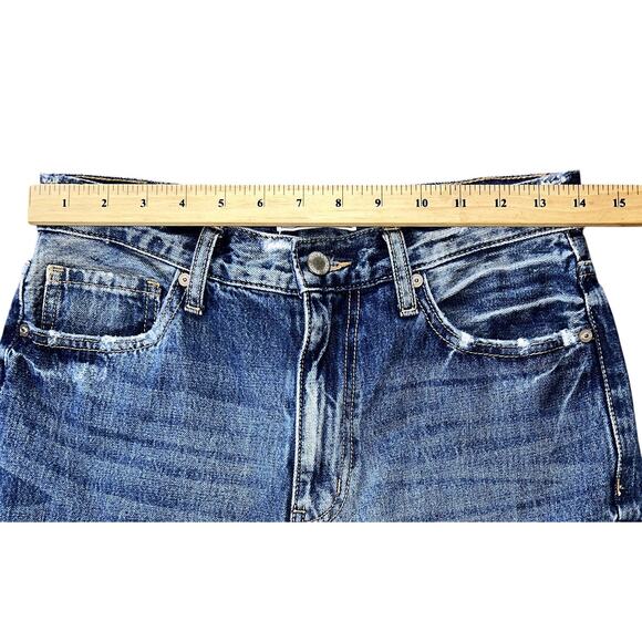 KanCan Signature High-Rise Dark-Wash Distressed Cuffed Women's Jeans 27X30 - Picture 2 of 7